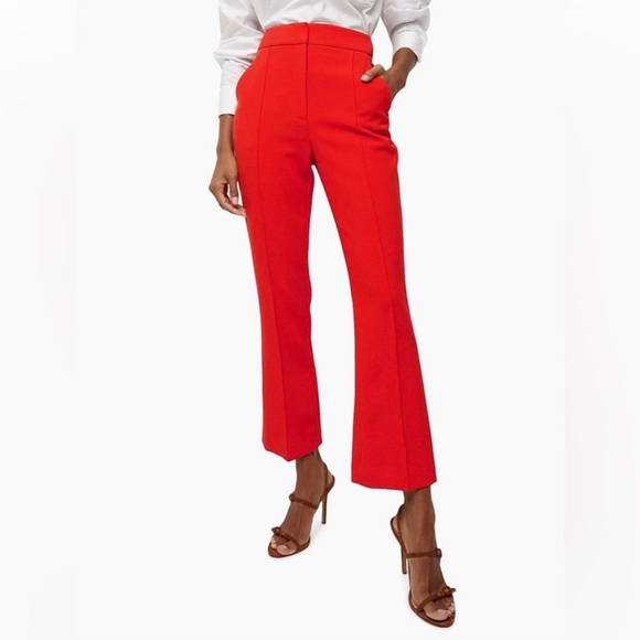 Veronica Beard Tani Ankle-Crop Boot-Cut Pants in Flame - Picture 2 of 15
